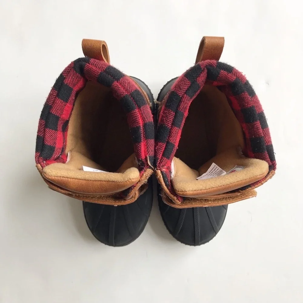 BABygap tan/plaid duck boots  EUC size 9/10 toddler